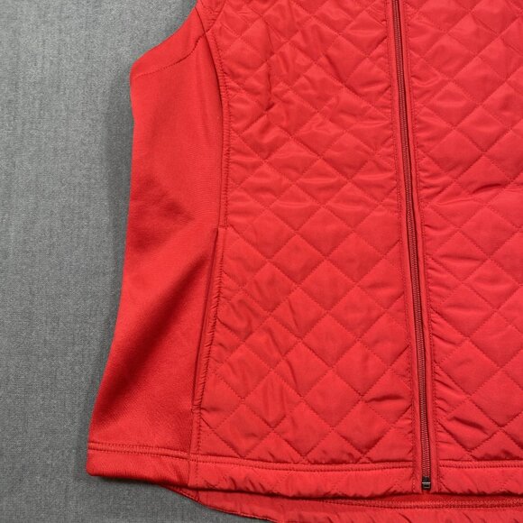 Van Heusen Red Quilted Sleeveless Vest Womens L Polyester Full-Zip Lightweight - Picture 7 of 11